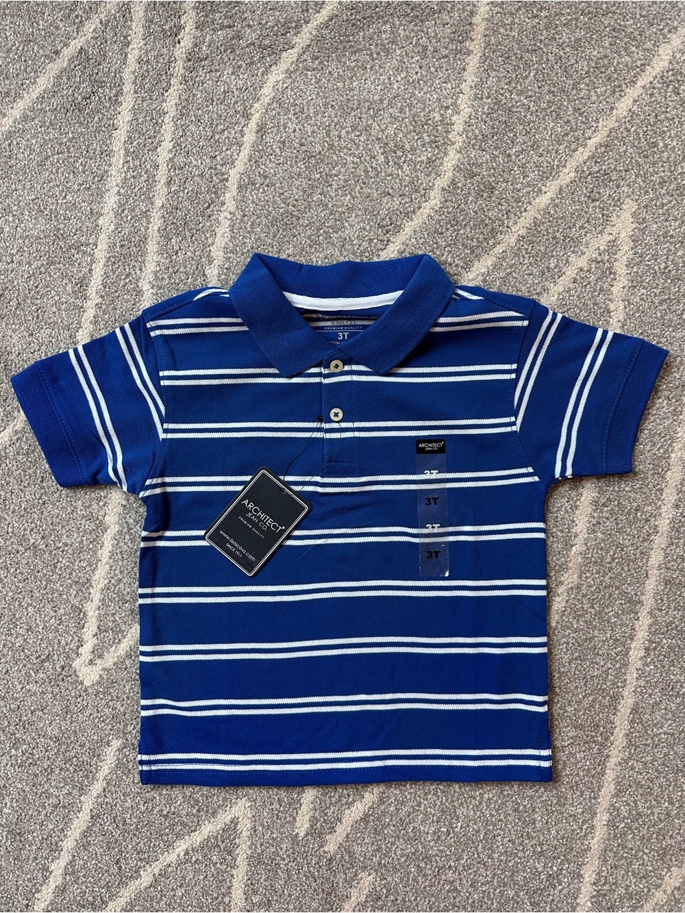 Architect Jean Co. Blue Striped Pique Polo Shirt 3T
